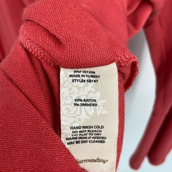 Soft Surroundings Long Sleeve Tunic With Button /Loop on Sleeves & Hem Orange 1X - Picture 7 of 10